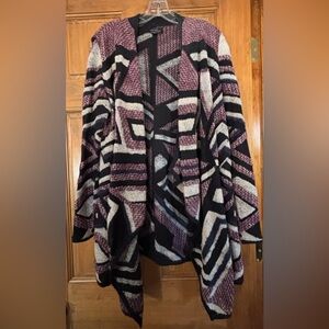 Lucky Brand Women's Abstract Pattern Cardigan - Burgundy, Black, Cream